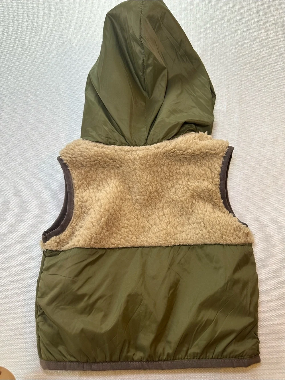 Eddie Bauer Kids Olive Green Hooded Vest & Heathered Henley Set 18M NWT